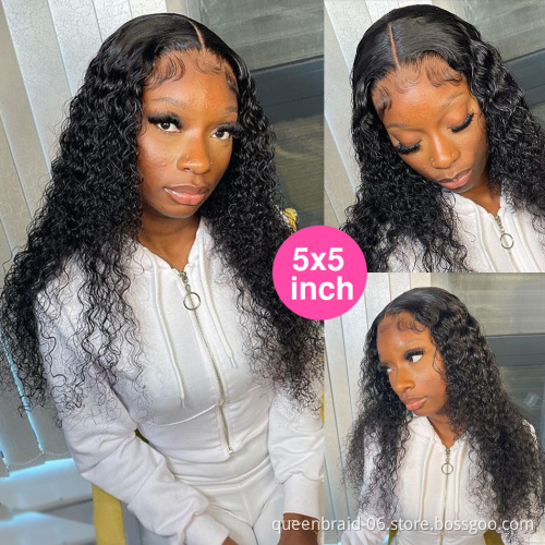 Transparent Curly 13x4 Deep Wave Lace Front Human Hair Wig Brazilian Baby Hair Wet Lace Closure Frontal Wig for Black Women